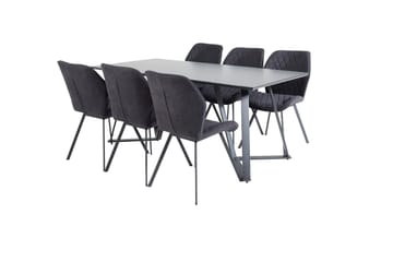 Rektangulär matgrupp Venture Home Svart Svart 6st - Møbler - Bord - Spisegruppe
