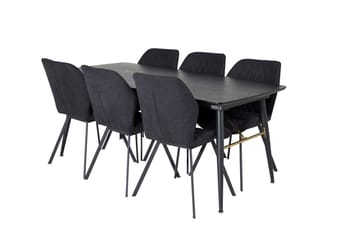 Rektangulär matgrupp Venture Home Svart Svart 6st - Møbler - Bord - Spisegruppe