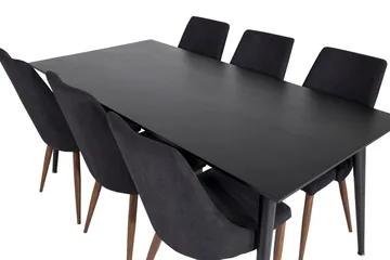 Rektangulär matgrupp Venture Home Svart Svart 6st - Møbler - Bord - Spisegruppe