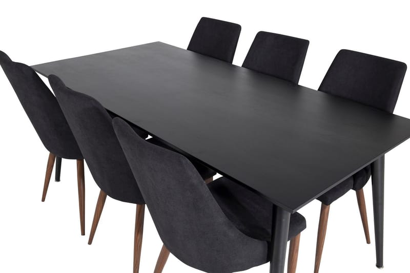 Rektangulär matgrupp Venture Home Svart Svart 6st - Møbler - Bord - Spisegruppe
