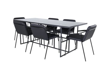 Rektangulär matgrupp Venture Home Svart Svart 6st - Møbler - Bord - Spisegruppe