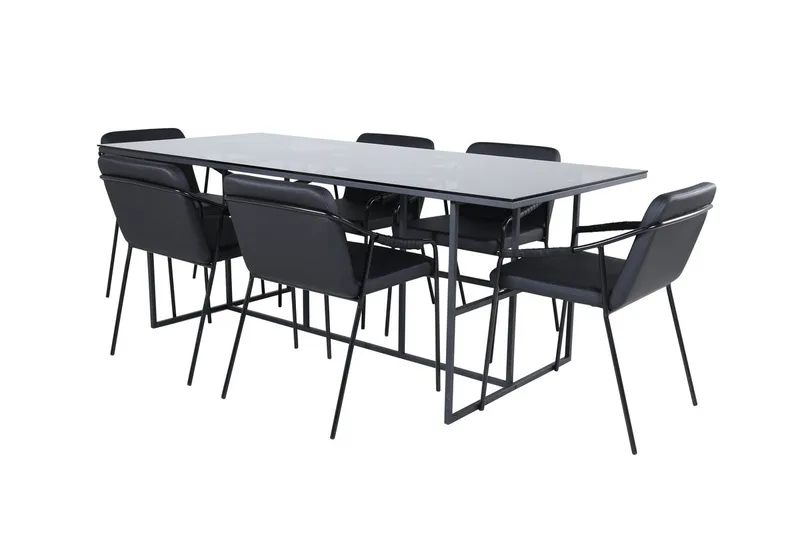 Rektangulär matgrupp Venture Home Svart Svart 6st
