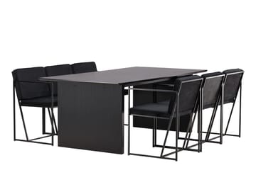 Rektangulär matgrupp Venture Home Svart Svart 6st - Møbler - Bord - Spisegruppe