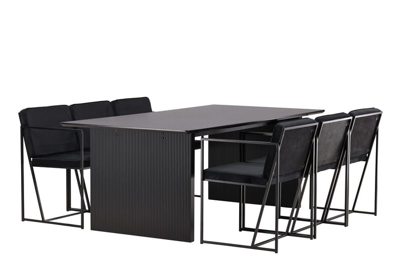 Rektangulär matgrupp Venture Home Svart Svart 6st - Møbler - Bord - Spisegruppe
