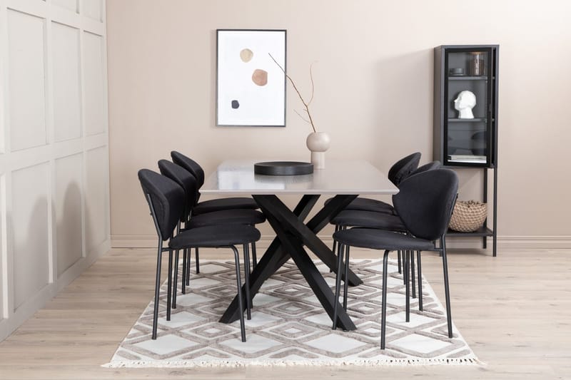 Rektangulär matgrupp Venture Home Svart Svart 6st - Møbler - Bord - Spisegruppe
