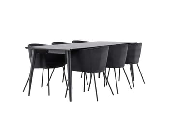Rektangulär matgrupp Venture Home Svart Svart 6st - Møbler - Bord - Spisegruppe
