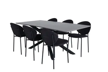 Rektangulär matgrupp Venture Home Svart Svart 6st - Møbler - Bord - Spisegruppe