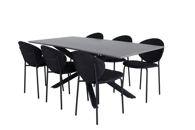 Rektangulär matgrupp Venture Home Svart Svart 6st - Møbler - Bord - Spisegruppe