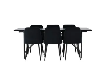 Rektangulär matgrupp Venture Home Svart Svart 6st - Møbler - Bord - Spisegruppe