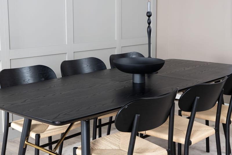 Rektangulär matgrupp Venture Home Svart Svart 6st - Møbler - Bord - Spisegruppe