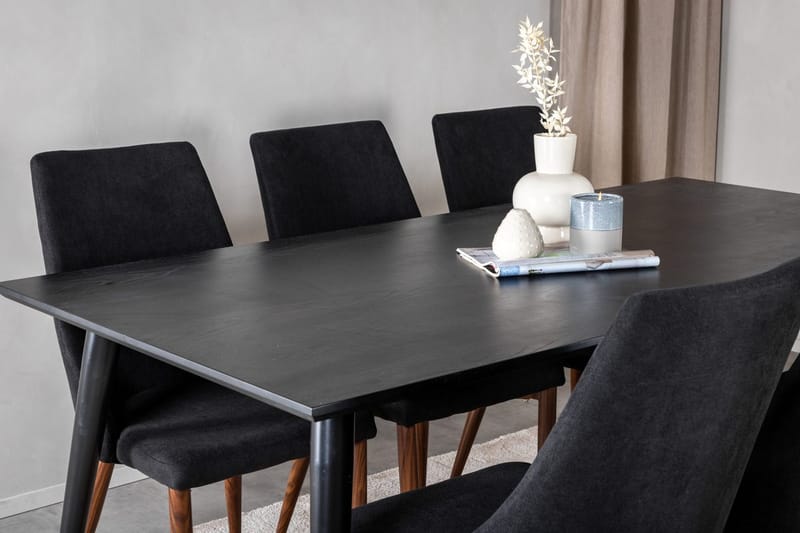 Rektangulär matgrupp Venture Home Svart Svart 6st - Møbler - Bord - Spisegruppe