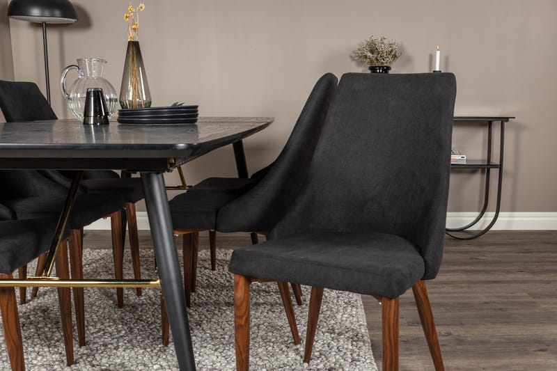 Rektangulär matgrupp Venture Home Svart Svart 6st - M øbler - Bord - Spisegruppe