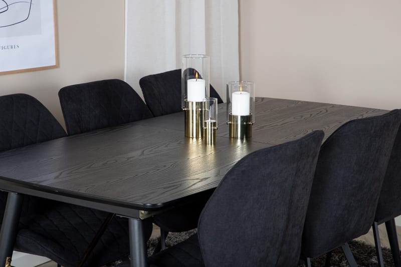 Rektangulär matgrupp Venture Home Svart Svart 6st - Møbler - Bord - Spisegruppe