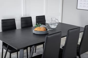 Rektangulär matgrupp Venture Home Svart Svart 6st - Møbler - Bord - Spisegruppe
