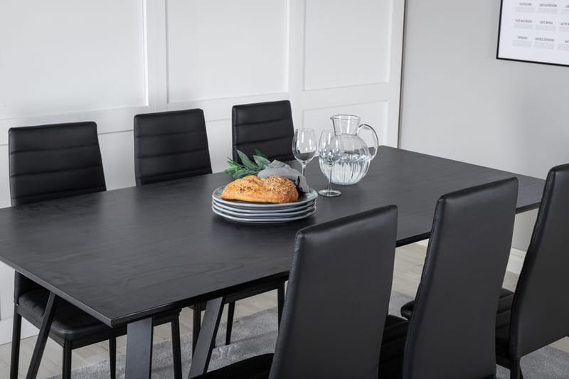 Rektangulär matgrupp Venture Home Svart Svart 6st - Møbler - Bord - Spisegruppe