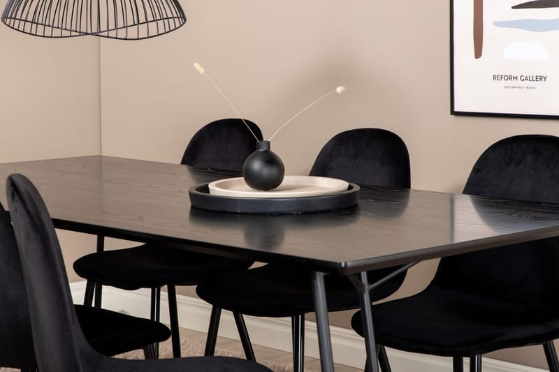 Rektangulär matgrupp Venture Home Svart Svart 6st - Møbler - Bord - Spisegruppe