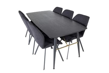 Rektangulär matgrupp Venture Home Svart Svart 6st - Møbler - Bord - Spisegruppe