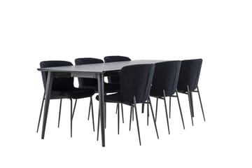 Rektangulär matgrupp Venture Home Svart Svart 6st - Møbler - Bord - Spisegruppe