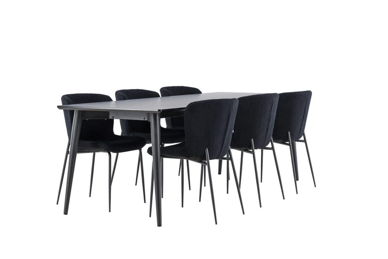 Rektangulär matgrupp Venture Home Svart Svart 6st - Møbler - Bord - Spisegruppe