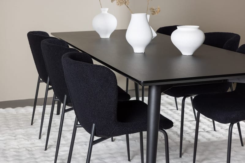 Rektangulär matgrupp Venture Home Svart Svart 6st - Møbler - Bord - Spisegruppe