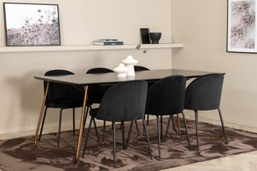 Rektangulär matgrupp Venture Home Svart Svart 6st - Møbler - Bord - Spisegruppe