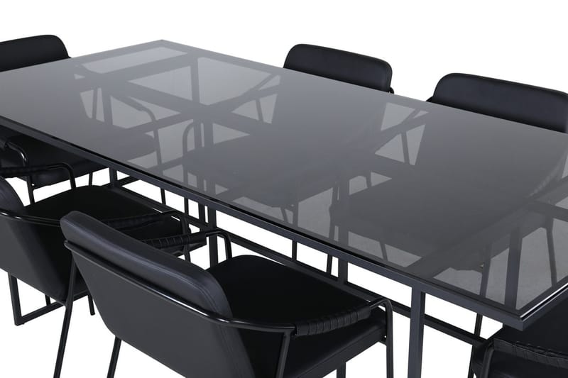 Rektangulär matgrupp Venture Home Svart Svart 6st - Møbler - Bord - Spisegruppe