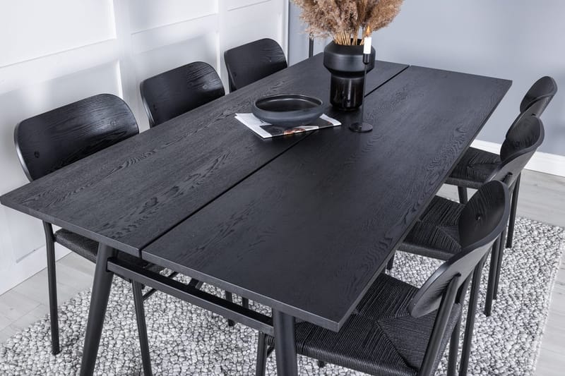 Rektangulär matgrupp Venture Home Svart Svart 6st - Møbler - Bord - Spisegruppe
