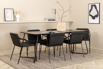 Rektangulär matgrupp Venture Home Svart Svart 6st - Møbler - Bord - Spisegruppe