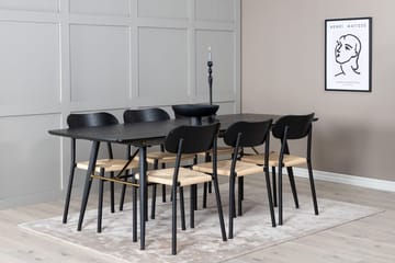 Rektangulär matgrupp Venture Home Svart Svart 6st - Møbler - Bord - Spisegruppe