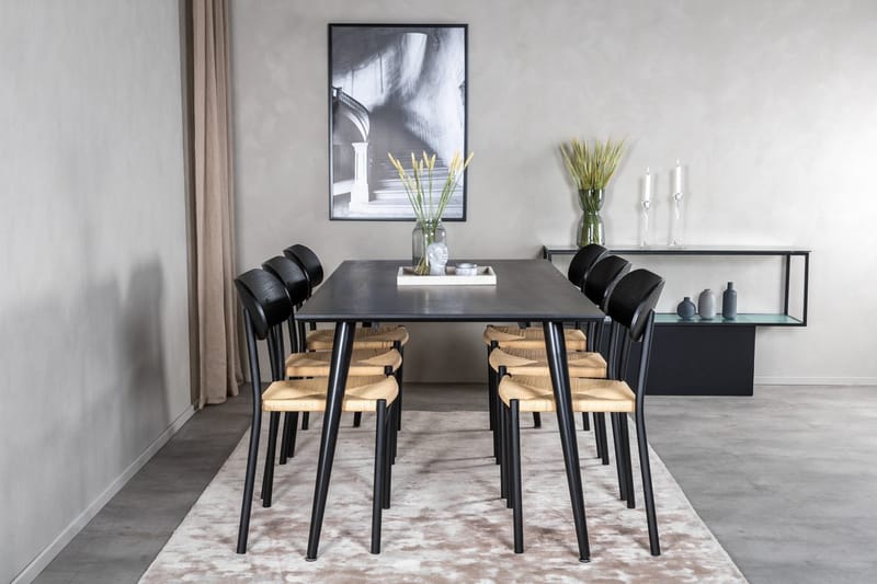 Rektangulär matgrupp Venture Home Svart Svart 6st - Møbler - Bord - Spisegruppe
