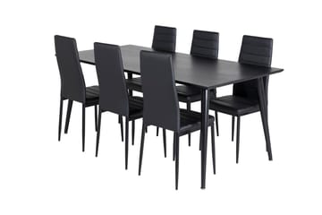 Rektangulär matgrupp Venture Home Svart Svart 6st - Møbler - Bord - Spisegruppe