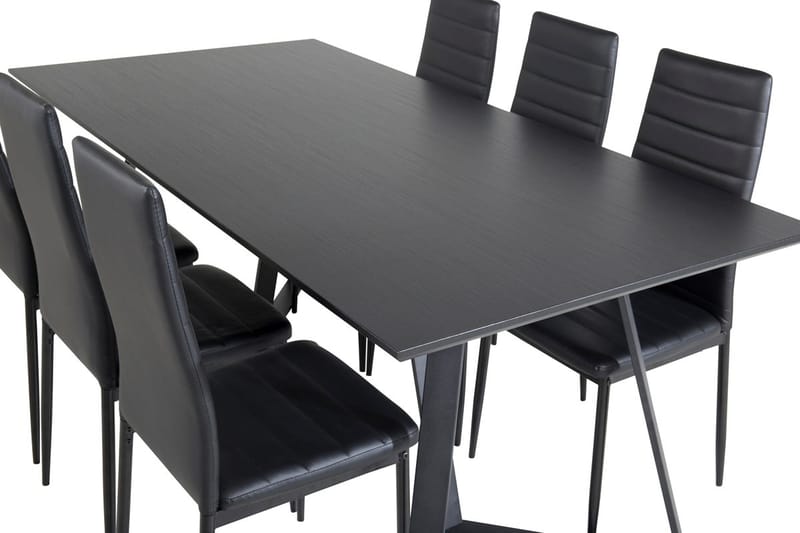 Rektangulär matgrupp Venture Home Svart Svart 6st - Møbler - Bord - Spisegruppe