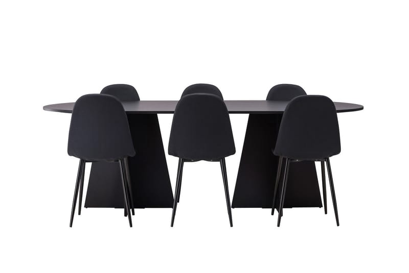 Rektangulär matgrupp Venture Home Svart Svart 6st - Møbler - Bord - Spisegruppe