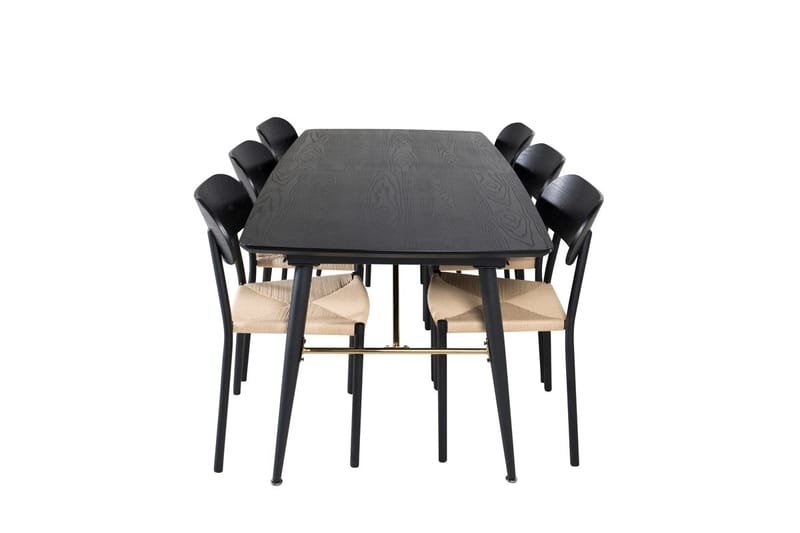 Rektangulär matgrupp Venture Home Svart Svart 6st - Møbler - Bord - Spisegruppe
