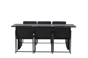 Rektangulär matgrupp Venture Home Svart Svart 6st - Møbler - Bord - Spisegruppe