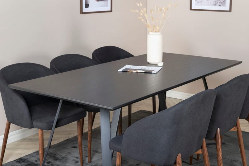 Rektangulär matgrupp Venture Home Svart Svart 6st - M øbler - Bord - Spisegruppe
