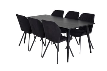 Rektangulär matgrupp Venture Home Svart Svart 6st - Møbler - Bord - Spisegruppe