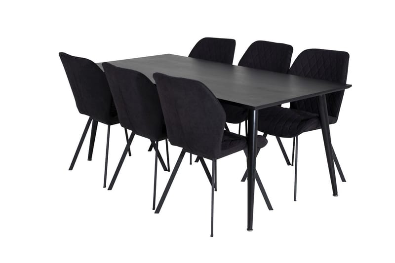 Rektangulär matgrupp Venture Home Svart Svart 6st - Møbler - Bord - Spisegruppe