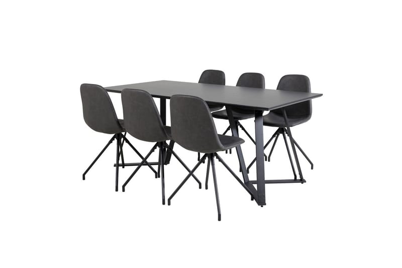 Rektangulär matgrupp Venture Home Svart Svart 6st - Møbler - Bord - Spisegruppe