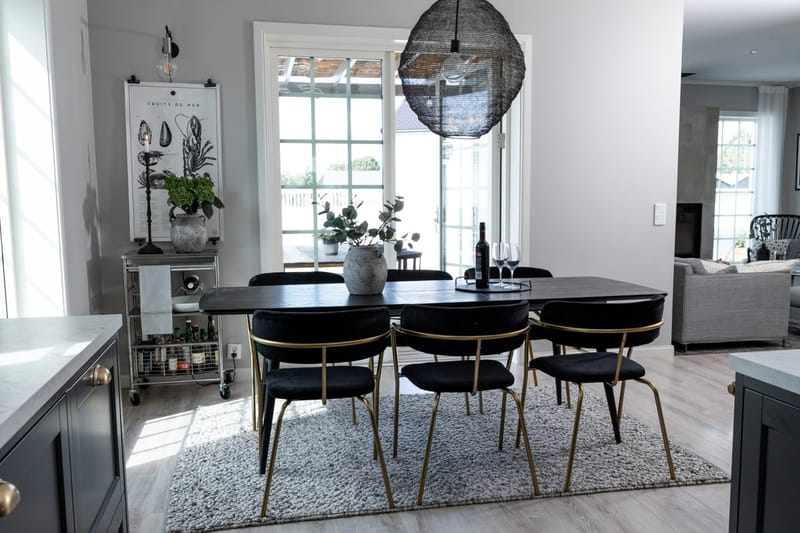 Rektangulär matgrupp Venture Home Svart Svart 6st - Møbler - Bord - Spisegruppe