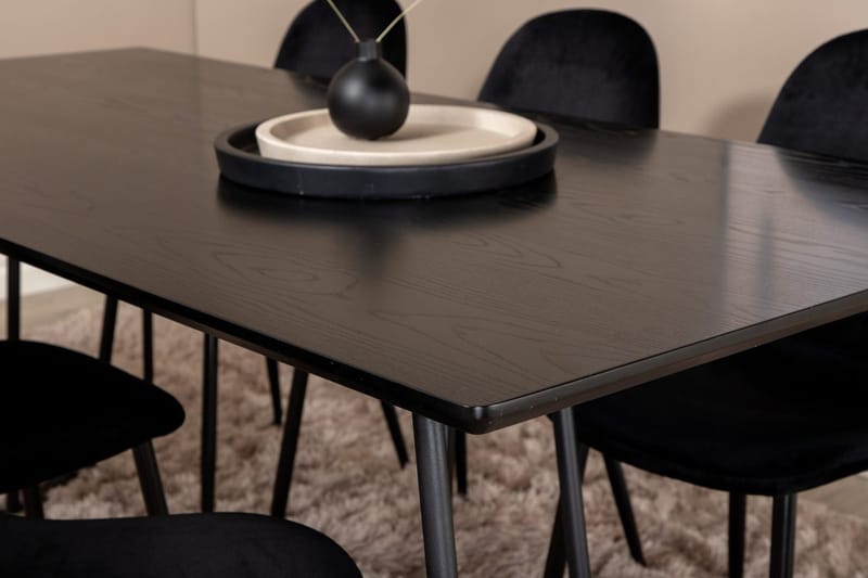 Rektangulär matgrupp Venture Home Svart Svart 6st - Møbler - Bord - Spisegruppe