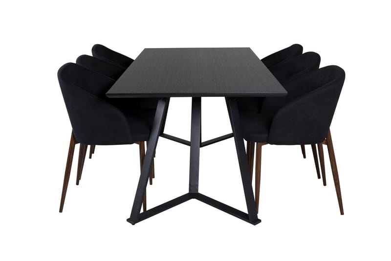 Rektangulär matgrupp Venture Home Svart Svart 6st - Møbler - Bord - Spisegruppe
