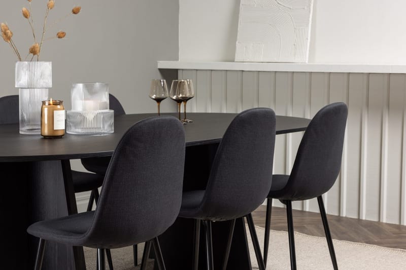 Rektangulär matgrupp Venture Home Svart Svart 6st - Møbler - Bord - Spisegruppe