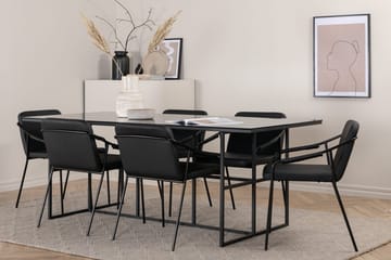 Rektangulär matgrupp Venture Home Svart Svart 6st - Møbler - Bord - Spisegruppe