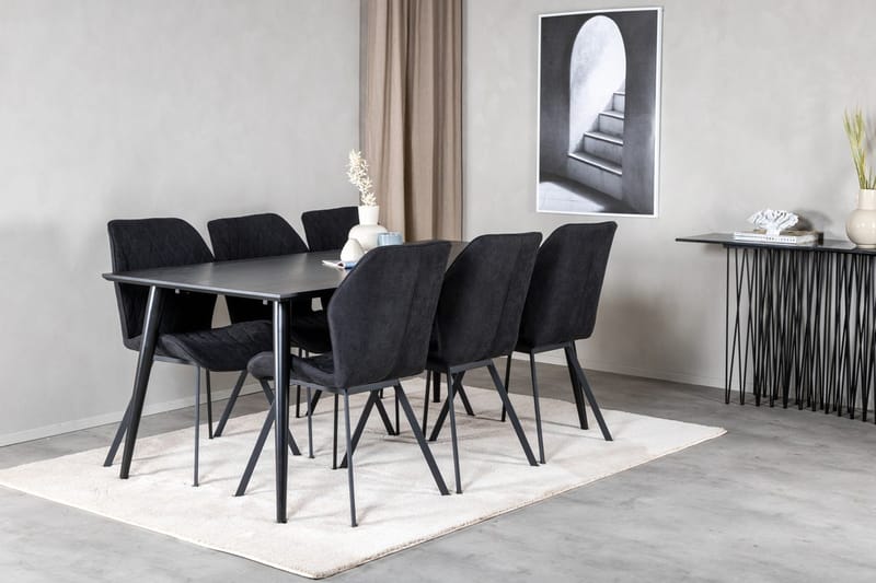 Rektangulär matgrupp Venture Home Svart Svart 6st