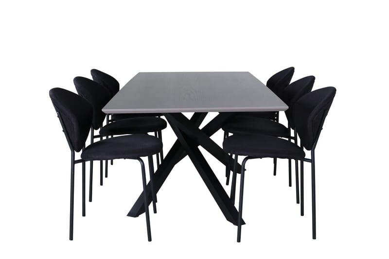 Rektangulär matgrupp Venture Home Svart Svart 6st - Møbler - Bord - Spisegruppe