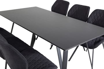 Rektangulär matgrupp Venture Home Svart Svart 6st - Møbler - Bord - Spisegruppe