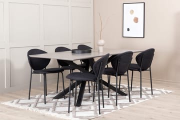 Rektangulär matgrupp Venture Home Svart Svart 6st - Møbler - Bord - Spisegruppe