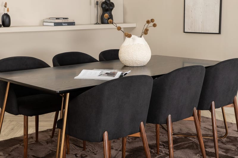 Rektangulär matgrupp Venture Home Svart Svart 6st - M øbler - Bord - Spisegruppe