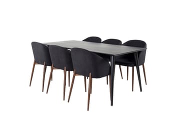 Rektangulär matgrupp Venture Home Svart Svart 6st - Møbler - Bord - Spisegruppe